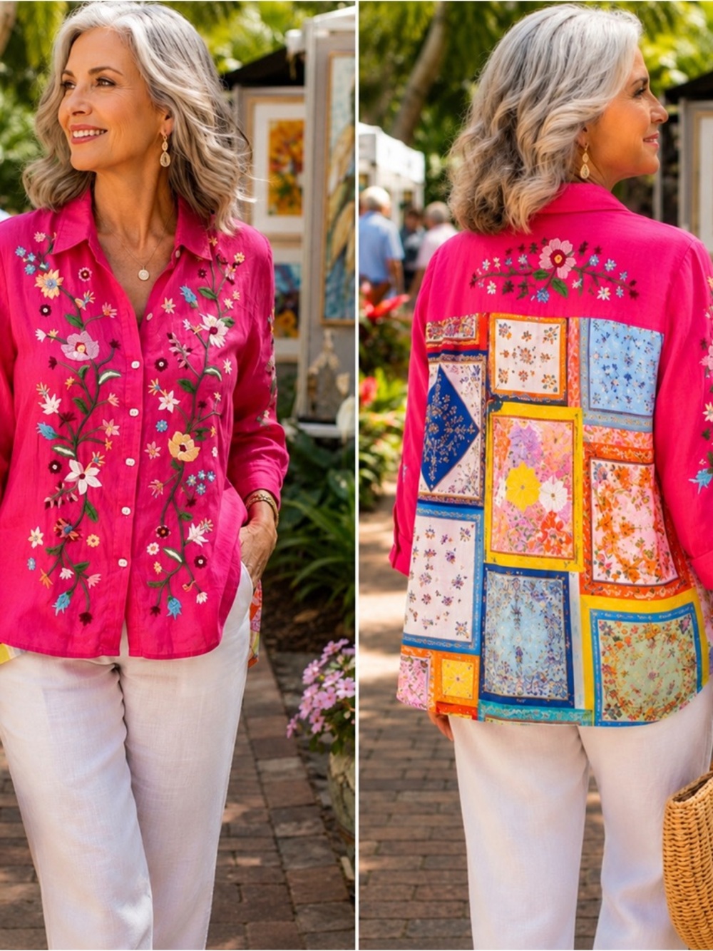 John Mark Hot Pink Textured Top